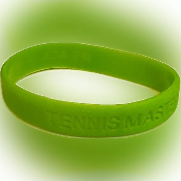 RARE TENNIS MASTERS CUP PEACE OF MIND GREEN SILICONE BRACELET RUBBER JEWELRY - Picture 6 of 13